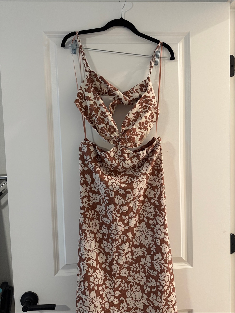 Abercrombie & Fitch Beige and Brown Floral Strapless Slip Dress